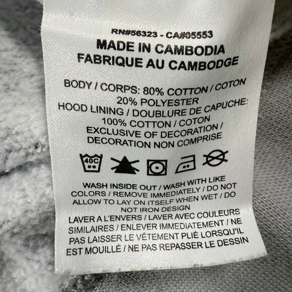 Nike Men’s Medium Gray Hoodie Black Logo Repeat Print Pullover Sweatshirt - Picture 4 of 7